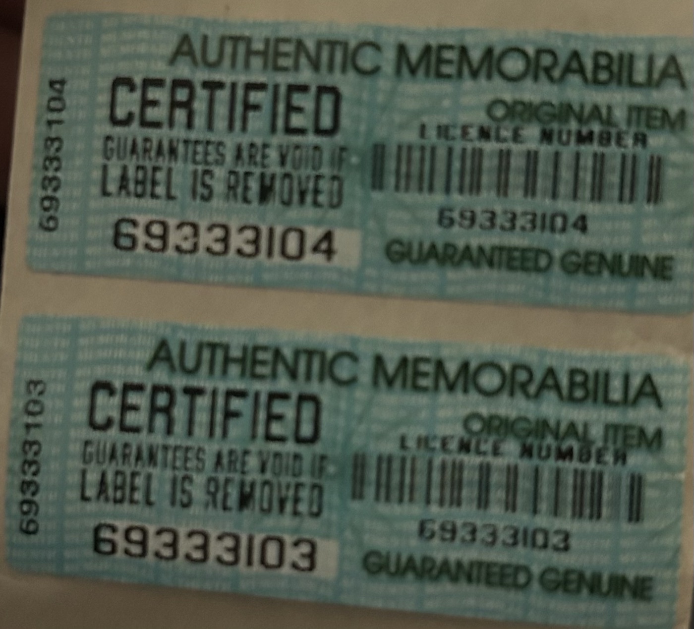 Sir Worthy authentication label